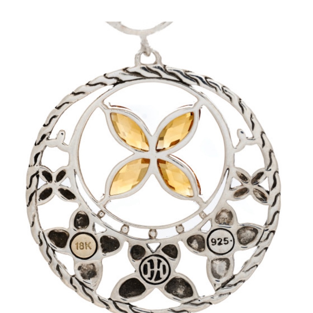 JOHN HARDY Sterling Silver & 18K Yellow Gold Citrine Batu Kawung Drop Earrings - Picture 3 of 4